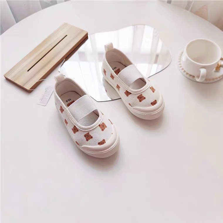 Giày quai dán cho bé họa tiết gấu dễ thương giày thể thao cho bé G5