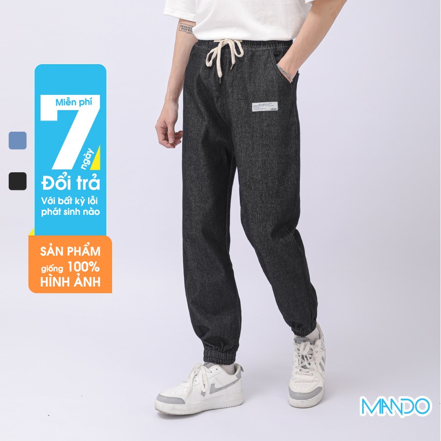 [HOT NEW] Quần Jean Nam Baggy MANDO Họa Tiết Hình Mặt Cười Phong Cách Năng Động Trẻ Trung Hàn Quốc - QJN042