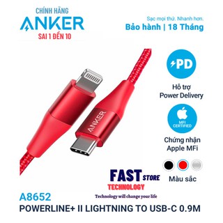 [Chính hãng] Cáp Anker PowerLine II Lightning to USB-C dài 0.9m a8652 có hộp đựng