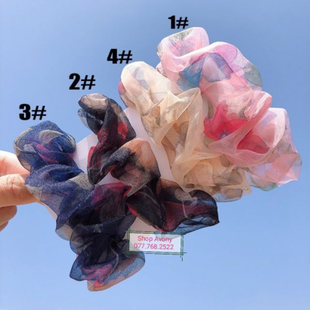 Cột tóc vải Scrunchies voal hoa