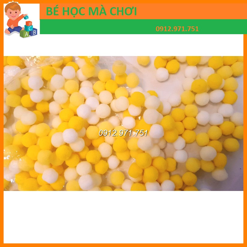 Pompom hỗn hợp nhiều màu nhiều size  - quả bông pom pom trang trí handmade túi mầu pastel siêu cute