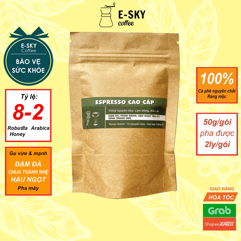 Mẫu thử cà phê nguyên chất 100% các loại của E-SKY Coffee pha phin pha máy cold brew 50gr | BigBuy360 - bigbuy360.vn