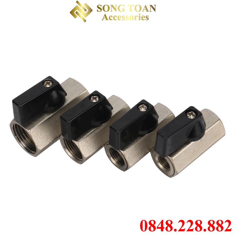 Van Bi Tay Mini Khóa Ren Trong Ten Ngoài Ren 9.6 13 17 21 - Đồng Thau Mạ Niken - Dùng Trong Thiết Bị Hơi Khí Chất Lỏng