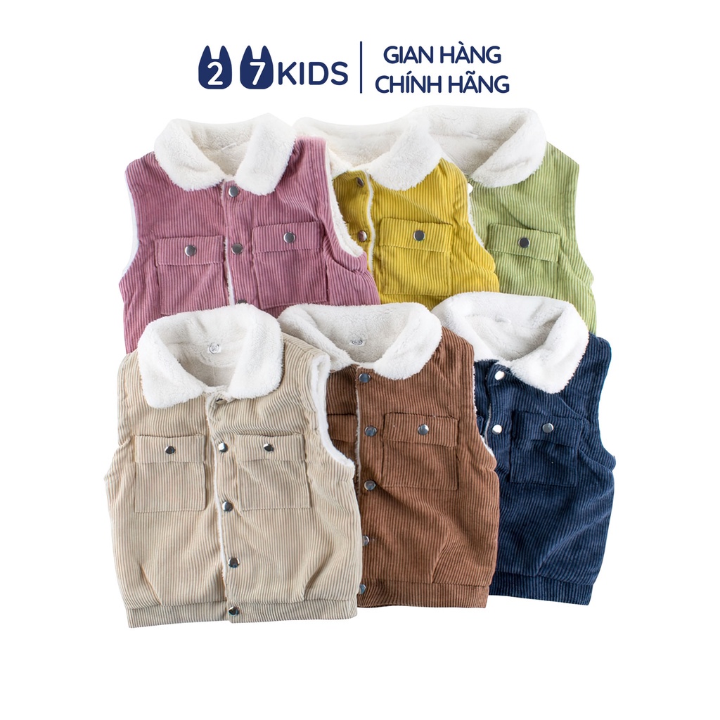 Áo gile lót lông cừu cho bé trai bé gái 27Kids áo ghi lê cộc tay cho trẻ 2-10 tuổi ULCO3 - Hàng mới về