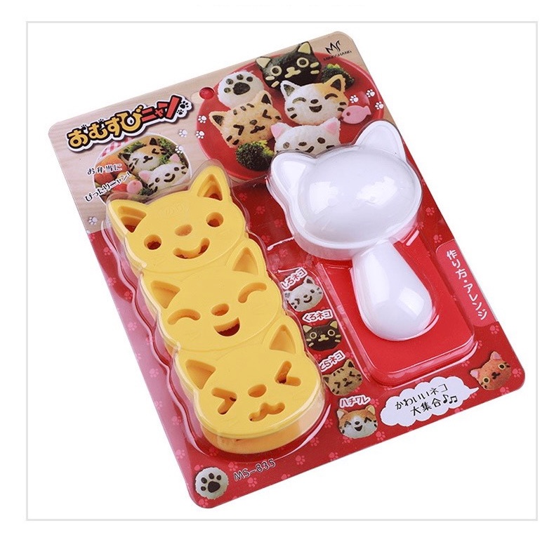 Khuôn cơm bento hình mèo Neto xinh xắn, khuôn cơm nắm mèo con