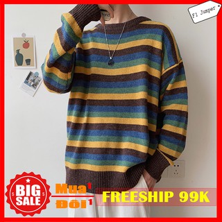 Áo len nam kẻ sọc oversize mùa đông 2019 - mã al002