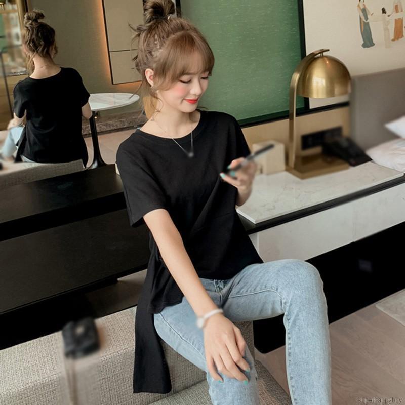 Áo Kiểu Tay Ngắn Màu Trơn Thiết Kế Độc Đáo Cho Phái Nữ