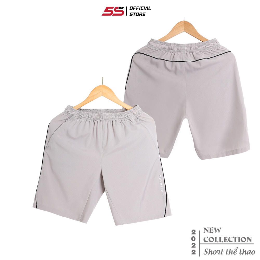Quần Short Nam Vải Gió BREATHABLE 5S Màu Ghi Sáng, Siêu Thoáng Mát, Không Nhăn, Không Xù, Co Giãn Tốt (QSG22002)