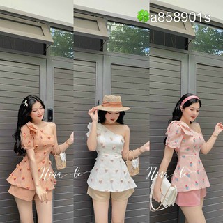 SÉT BỘ NỮ VOAN TƠ BÔNG,QUẦN  ĐÙI ÁO VAI TRÉO