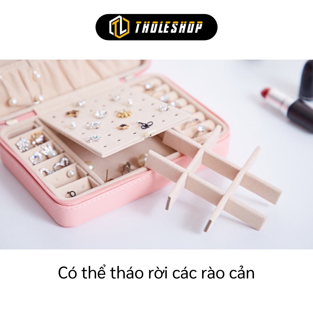 Hộp Đựng Trang Sức - Hộp Lưu Trữ Dây Chuyền, Khuyên Tai, Nhẫn Có Gương Bọc Da Pu 9506