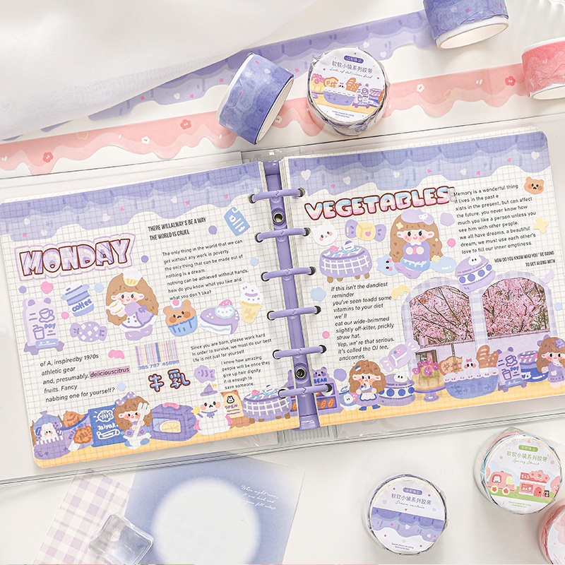 1 Cuộn Băng Keo Màu Pastel Hình Phong Cảnh