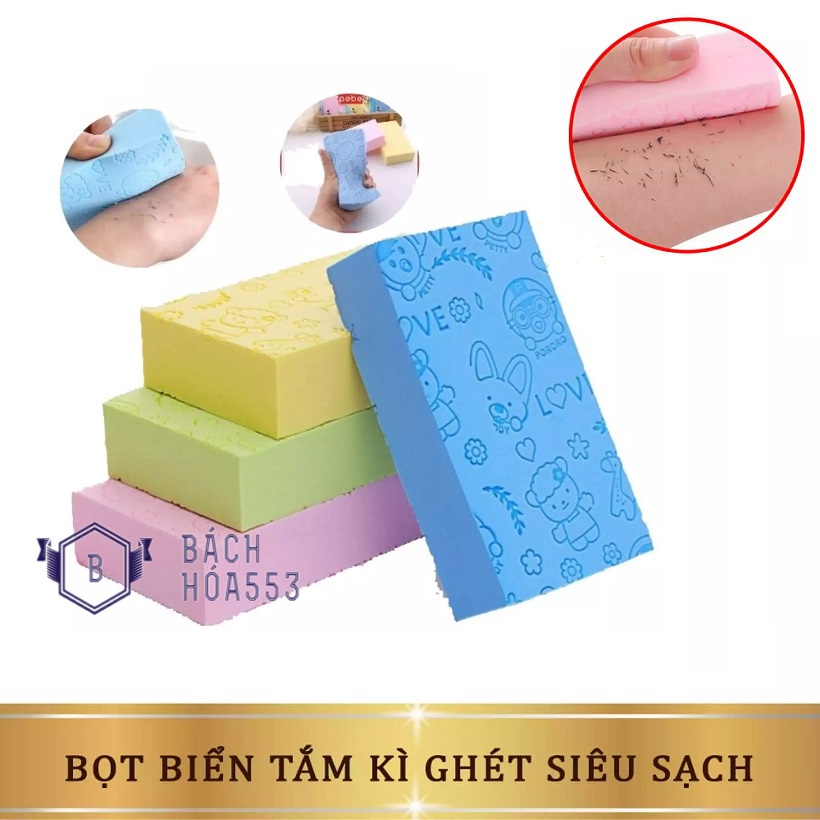 Bông tắm kì ghét tạo bọt Pororo Hàn Quốc - Mút tắm kỳ ghét cho trẻ em (Màu ngẫu nhiên)