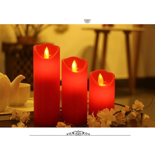 Nến điện tử bằng sáp Đỏ, cao 10cm, đường kính 5cm, tim nến lắc lư