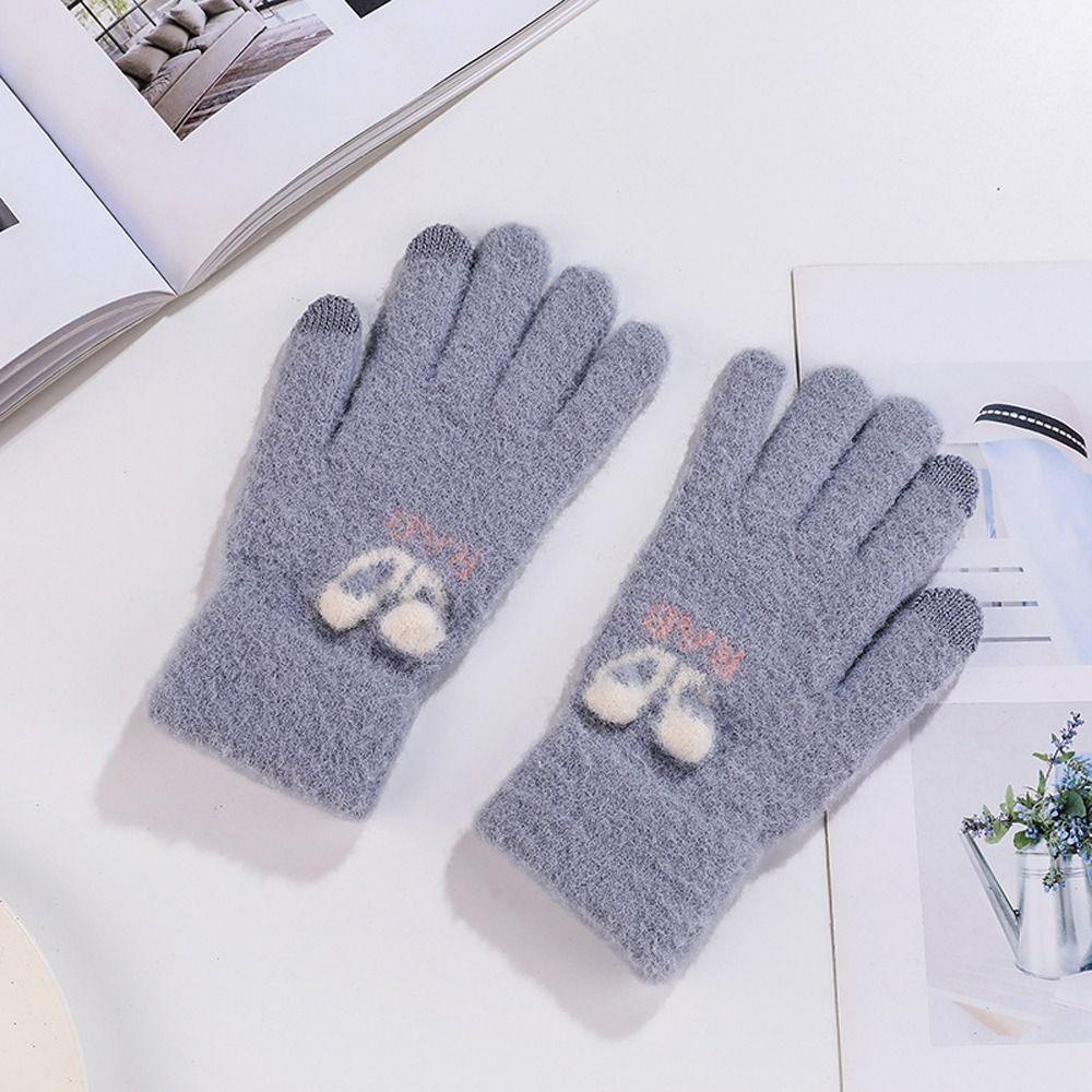 Găng Tay Nylon Giữ Ấm Cảm Ứng Màn Hình Đơn Giản Thời Trang Nữ