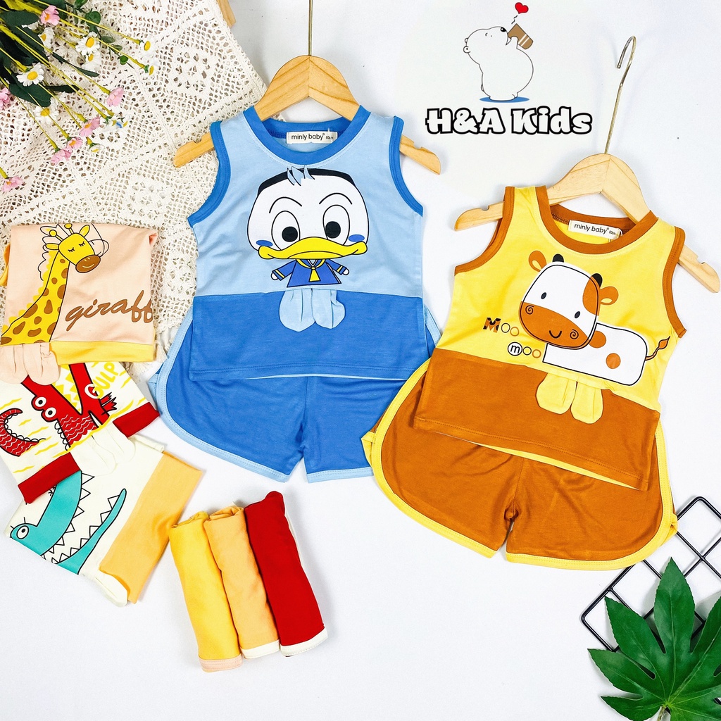 [Bé 20-32kg] Bộ Ba lỗ thun lạnh phối áo quần SIZE ĐẠI cho bé trai bé gái từ 20-32kg