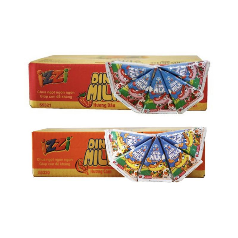 [HÀNG MỚI] Sữa trẻ em izzi dinomilk 1 thùng ( 40 hộp × 90ml ) / Sữa Dino Milk vị dâu, cam