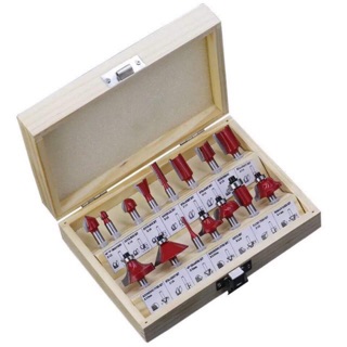 Bộ 15 mũi phay gỗ cốt 12ly7 - mũi soi gỗ.