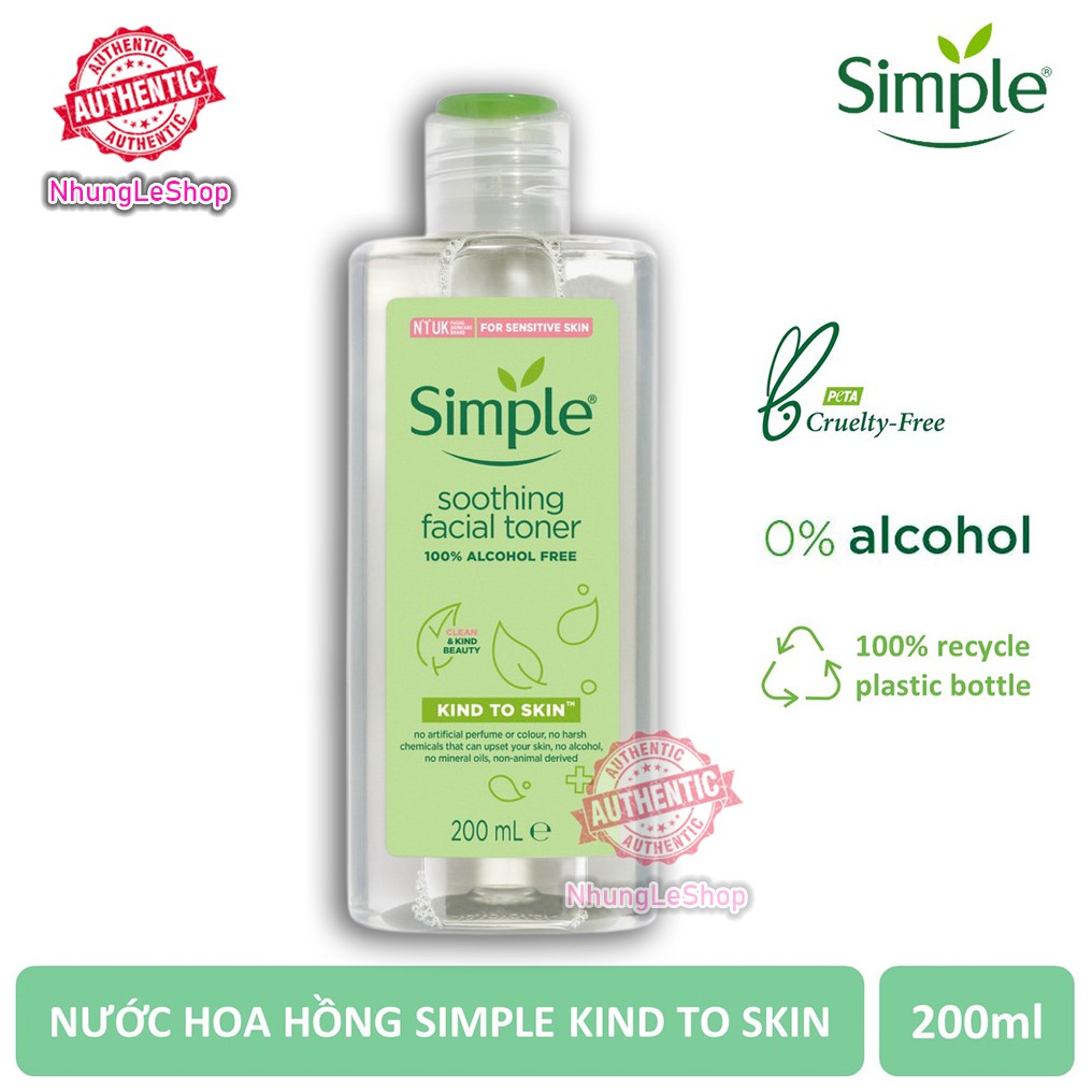 Nước Hoa Hồng Simple Kind to Skin Soothing Facial Toner Cân Bằng Ẩm Cho Da [Mẫu Mới UK]