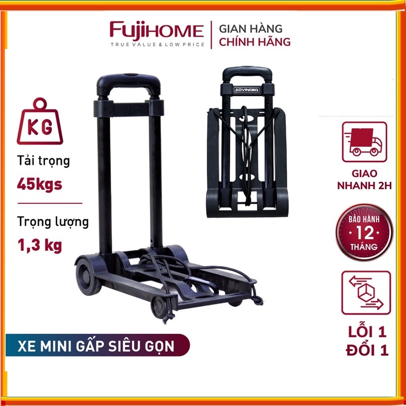 Xe kéo đi chợ, xe đẩy hàng đa năng gấp gọn mini FUJIHOME, xe kéo hàng đi chợ gấp gọn mini siêu thị đa năng