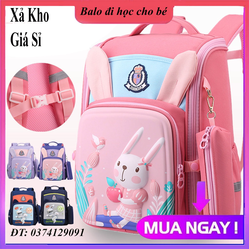 Balo chống gù lưng chống thấm nước cho bé trai bé gái cấp 1 siêu chất hoạt tiết 3D bắt mắt