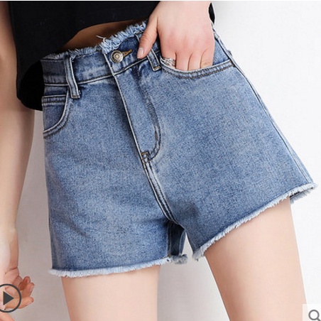 Quần Short Denim Ống Rộng Lưng Cao Thời Trang Hàn Quốc Dành Cho Nữ