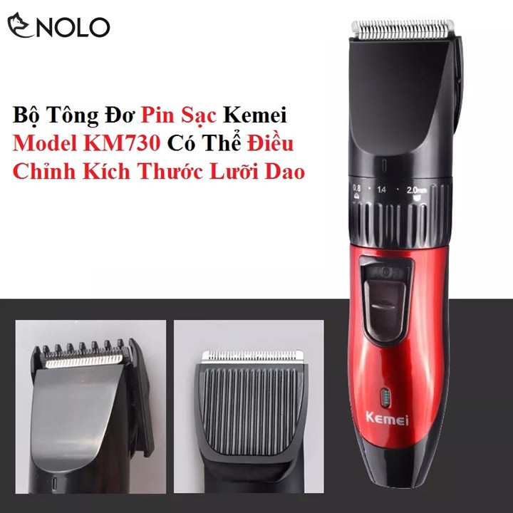 Bộ Tông Đơ Pin Sạc Kemei Model KM730 Có Thể Điều Chỉnh Kích Thước Lưỡi Dao DLA00140