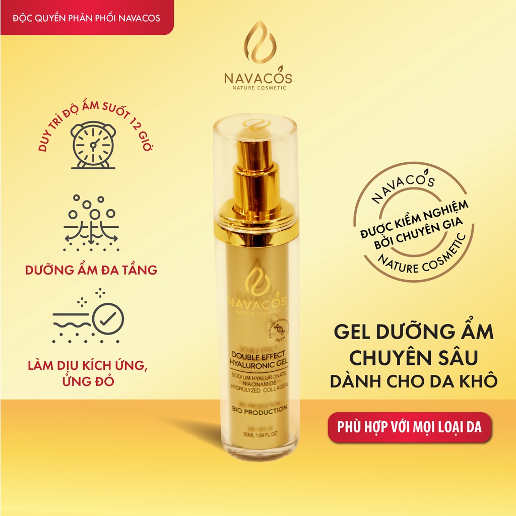 Gel HA dưỡng ẩm Navacos Double Effect Hyaluronic Gel 50ml