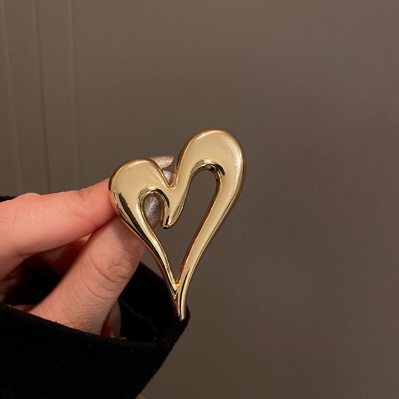 Trâm Cài Áo Hình Trái Tim Bằng Kim Loại Màu Vàng / Bạc Thời Trang