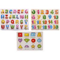 Combo 3 bộ Bảng Gỗ Ghép Hình Có Núm