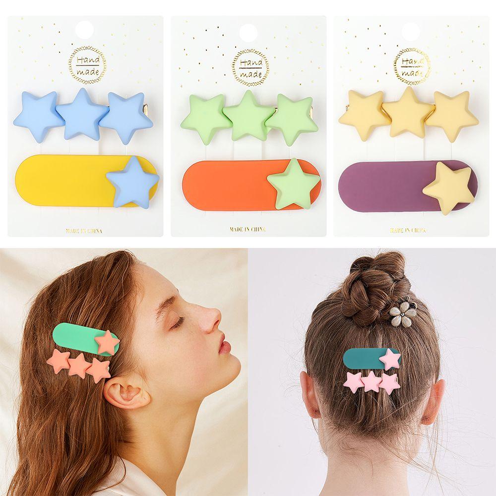 Set 2 Kẹp Tóc Hình Ngôi Sao Năm Cánh Màu Sắc Ngọt Ngào MIHAN1