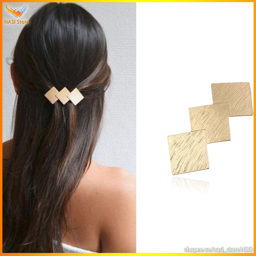 Kẹp tóc nữ Hàn Quốc chất liệu hợp kim cao cấp bền đẹp, hình khối vuông xinh xắn - phụ kiện tóc - NASI Store