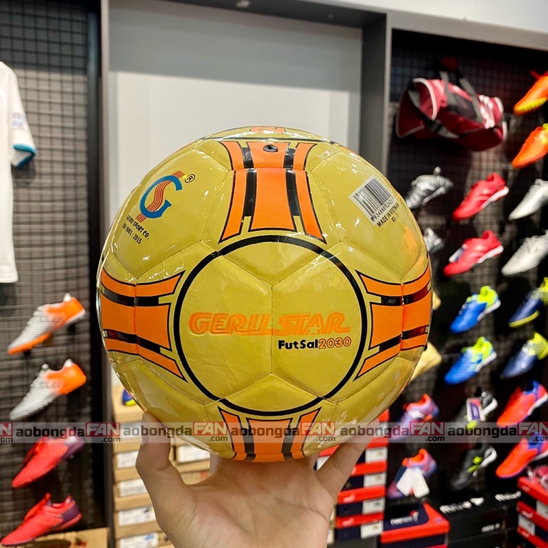 Quả Bóng Geru Star Futsal 2030 Chính Hãng (Vàng-Đỏ) Loại Khâu Tay