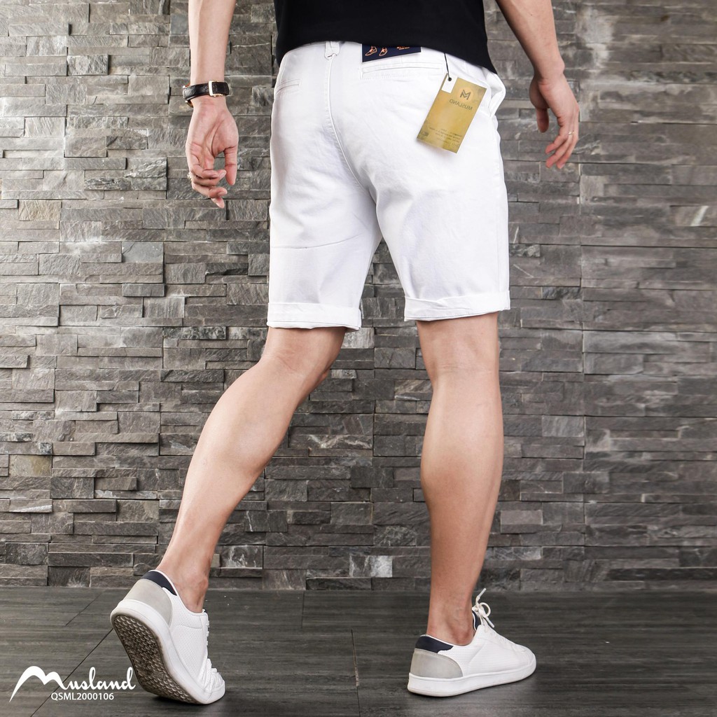 QSML1 - Quần short kaki MUSLAND 💖 vải quần kaki co giãn quần short form slim ngang gối trẻ trung !