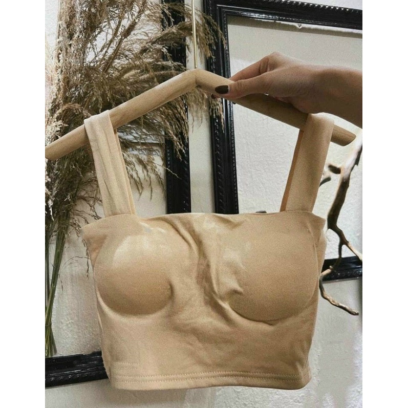 Áo 2 dây bản to cao cấp có mút ngực dáng croptop - áo dây có đệm ngực chất zip dày dặn co dãn thoáng mát