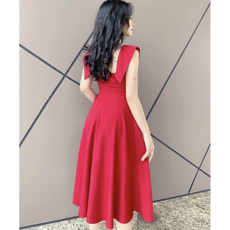 Đầm tết đỏ dạo phố cực xinh chất vải mềm mịn thiết kế may 2 lớp có mút ngực mã [KIMY] | BigBuy360 - bigbuy360.vn