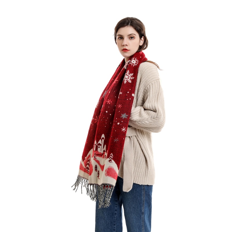 Khăn Choàng Cổ Bằng Len Pashmina Thời Trang Giáng Sinh Cho Nữ