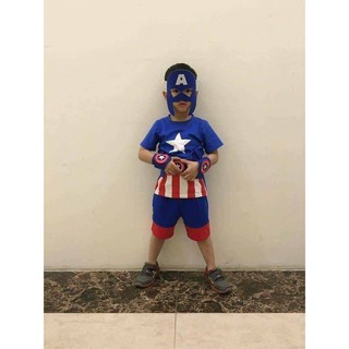 Set bộ quần áo ĐỘI TRƯỞNG MỸ CAPTAIN AMERICA cho bé trai( gồm mặt nạ)