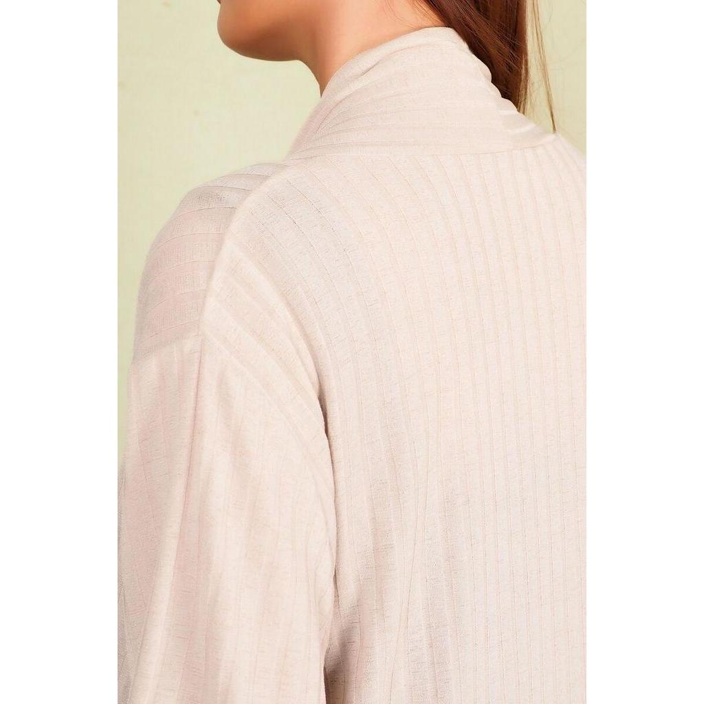 Áo khoác cardigan thun gân tay lỡ, hai túi trước CEN3FA