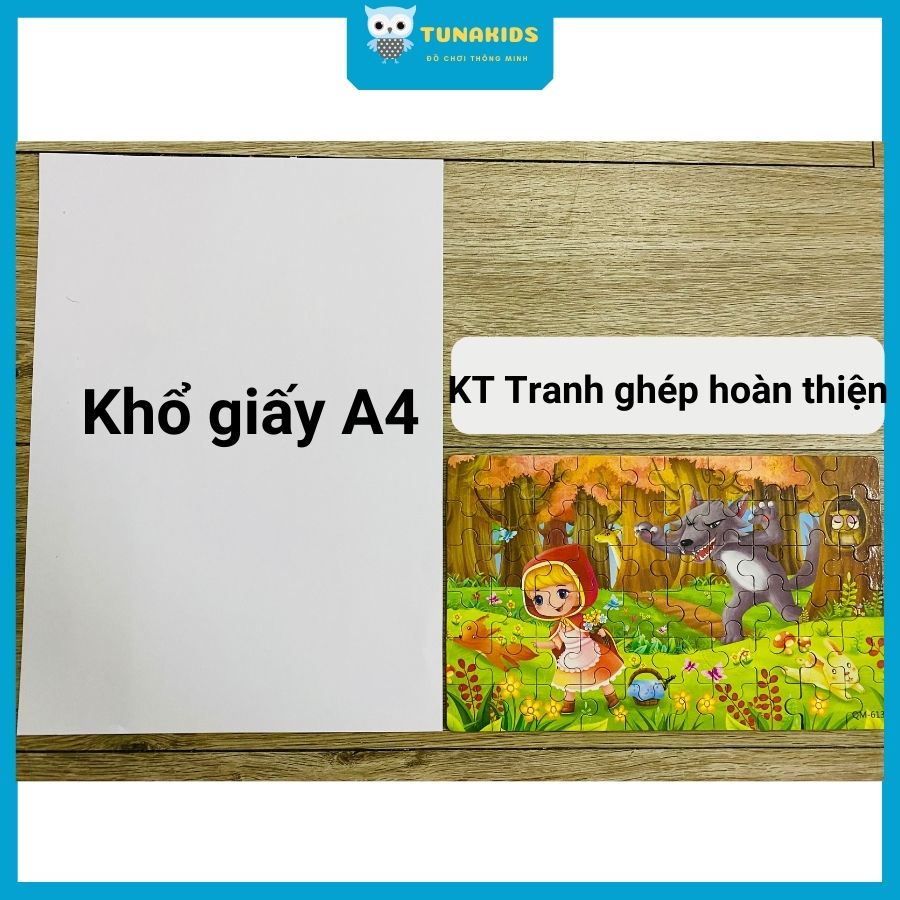 Tranh ghép hình cho bé, bộ đồ chơi xếp hình cho bé bằng gỗ puzzle nhiều chủ đề thông minh hộp sắt Tunakids