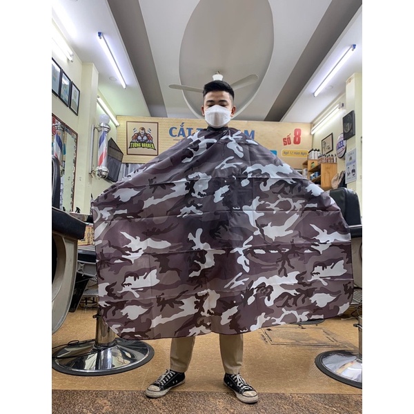 Áo choàng barber cắt tóc- sọc kẻ phối