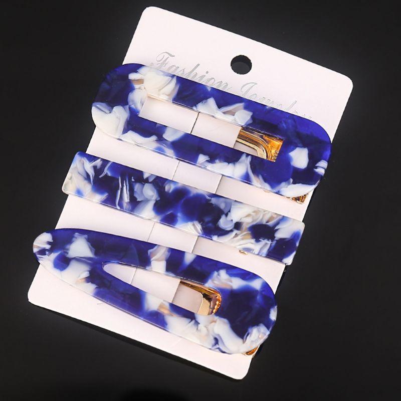 Set 3 Kẹp Tóc Họa Tiết Vân Đá Thời Trang Cho Nữ