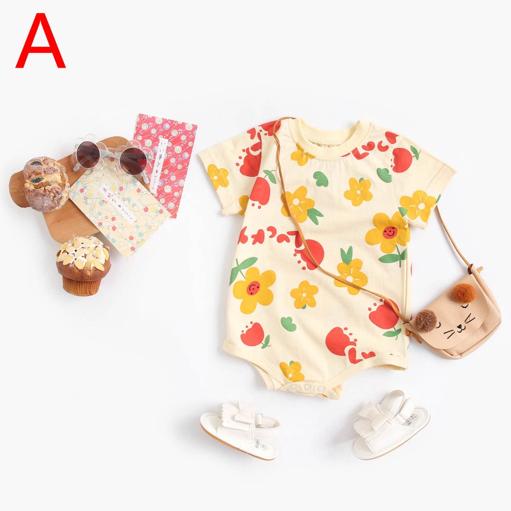 Áo liền quần SANLUTOZ từ cotton họa tiết tùy chọn mùa hè dễ thương cho bé