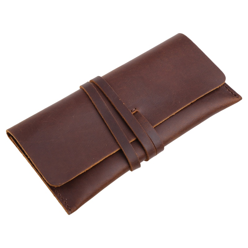 Túi Đựng Bút Dạng Cuộn Bằng Da Bò Handmade Phong Cách Cổ Điển Cho Văn Phòng / Trường Học