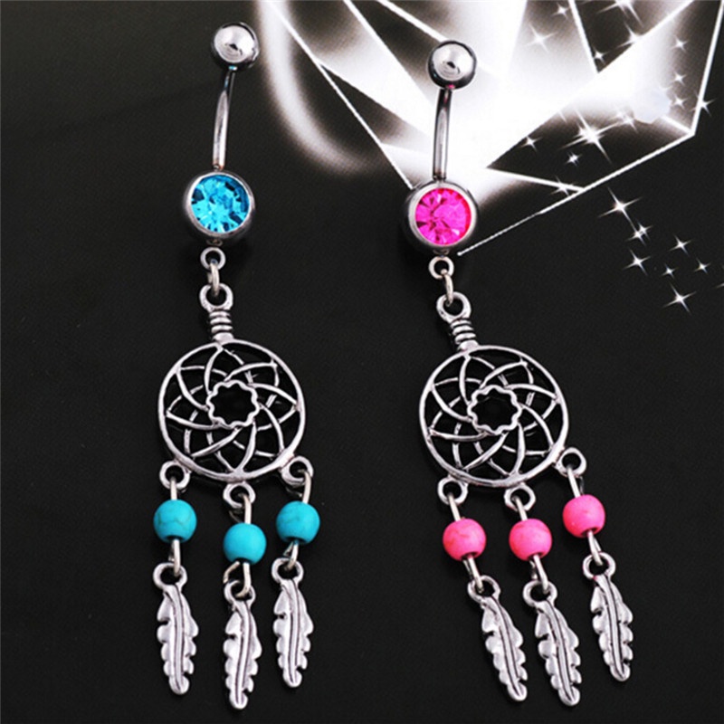 Khuyên rốn đính đá sang trọng bằng thép y tế