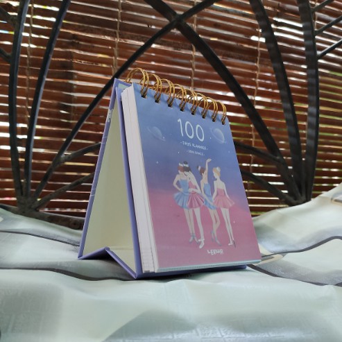 Sổ Kế Hoạch Lò Xo 100 Ngày - 100 Days Daily Planner Notebooks - 4 Cô Gái  - mẫu 3