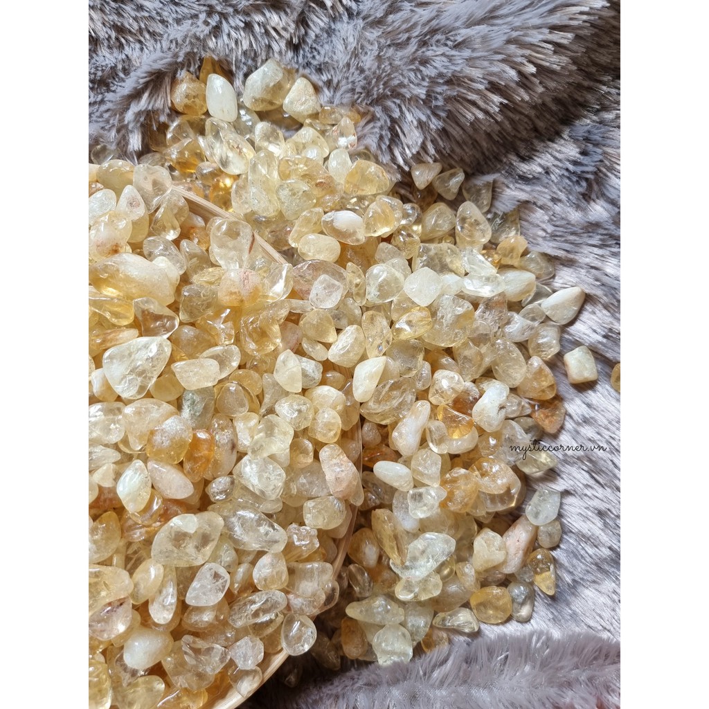 Vụn đá Vàng (Citrine Quartz) may mắn, là vụn đá thanh tẩy trong Tarot, Reiki, thiền định, phong thủy