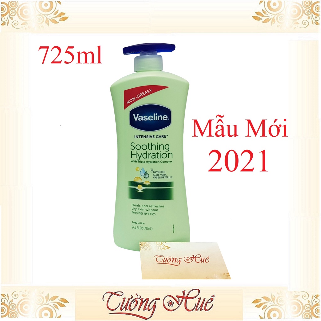 Dưỡng Thể Cấp Ẩm, Làm Mịn Vaseline Jelly Glycerin Aloe Vera Soothing Hydration - 725ml - Xanh Lá