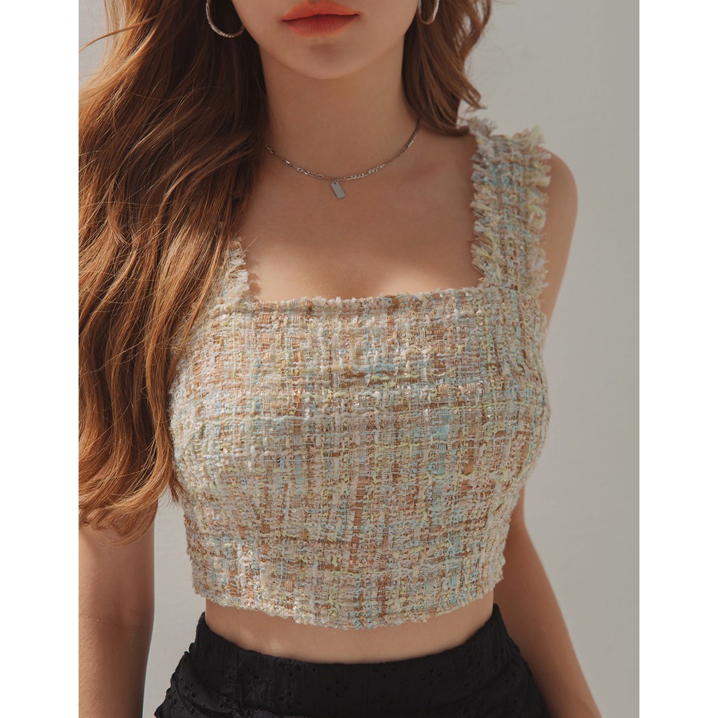 Áo croptop không tay vải tweed nữ Air Space 2120121022 | BigBuy360 - bigbuy360.vn