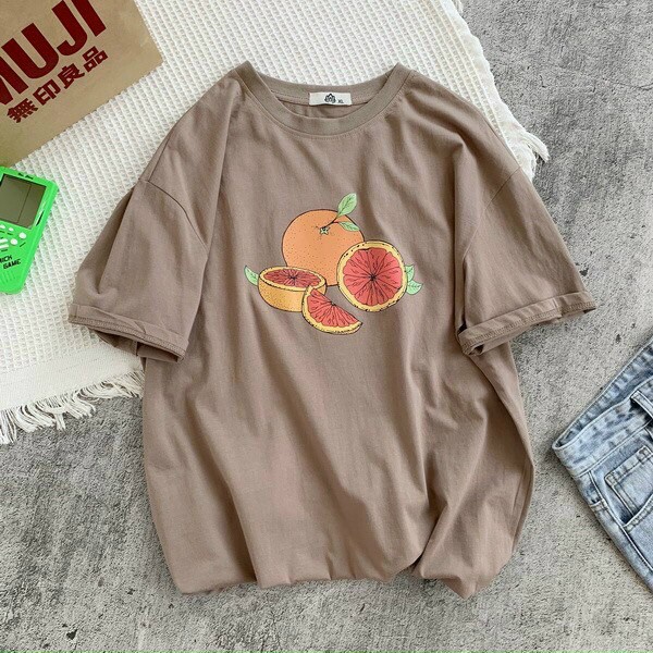 Áo thun tay lỡ form rộng unisex nam nữ mặc đều đẹp in hình miếng trái cây tươi tắn mùa hè T33
