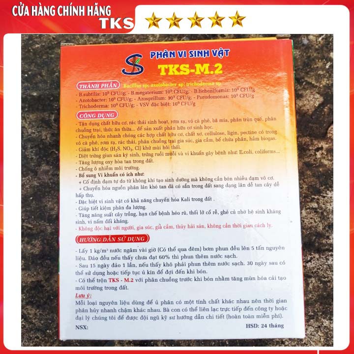 TKS-M2  Men Ủ Phân Vi Sinh: Phân Hủy Xác Bã Thực Vật, Khử Mùi Hôi Làm Phân Hữu Cơ - Hộp 1kg